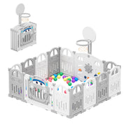 14-Panel Foldable Baby Playpen with Car-Themed Activity Center
