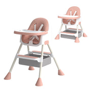 2-in-1 Convertible Baby High Chair with Detachable Double Tray,