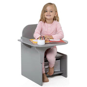 2-in-1 Wooden Kids Desk Chair Set with Storage Bin