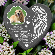 Custom Pet Memorial Tombstone Heart Slate – Personalized Dog Grave Marker & Cat Remembrance Plaque with Photo | Outdoor Sympathy Garden Gift