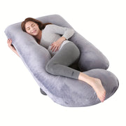 Full Body Maternity Pillow (U-Shaped), Detachable Crystal Velvet Cover