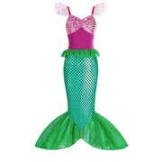Girls Purple Mermaid Princess Costume – Tulle Dress-Up Set
