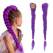 Purple Anime Cosplay Wig for Kids β 26-Inch Ponytail with Clips