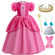 Girls Pink Princess Costume Dress – Lace Bodice & Layered Skirt