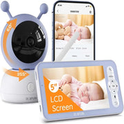 BOIFUN 2K HD Wifi Video Baby Monitor Camera, 5-Inch LCD Screen & App Dual Control, Auto-Tracking, Cry/Movement Detection, and Night Vision