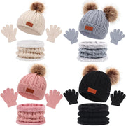 Set of 3 Winter Items for Babies: Knitted hats , Scarf, Warm gloves