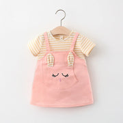 Baby Cartoon Cat Striped Princess Dress (6M-24M)