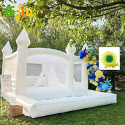 15 FT Commercial Grade White Bounce House with Slide and Ball Pit, Heavy-Duty PVC Inflatable Castle for Weddings, Birthdays, and Party Decorations (Max Load 440 lbs)
