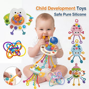 Baby Pull-String Teething Toy β Montessori Sensory Travel Activity