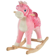 Kids Interactive Rocking Unicorn Ride-On Horse with Moving Mouth, Tail Wagging, and Realistic Galloping Sounds, Wooden Base Toy (Ages 3-6)