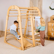 7-in-1 Indoor Playground for Kids – Montessori Climbing Structure with Slide, Swing Set & Art Station