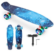 22 Inch Kids Skateboard Portable Mini Cruiser Retro Skateboard