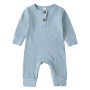 Rib Knit Cotton Long Sleeve Jumpsuit