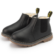 Side Zipper Non Slip Rubber Sole Kids Leather Winter Shoes