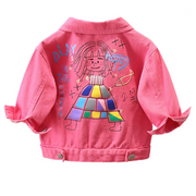 Happy Girl Graffiti Print Denim Jacket