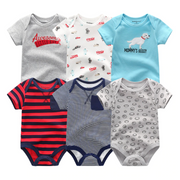 6 Pcs Bundle Mix Prints Soft Cotton Baby Boy Onesies