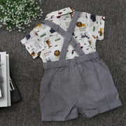 Animal Printed Romper with Suspender Shorts