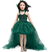 Trailing Green Fairy Halloween Costume Tutu Dress Set