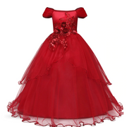 Long Embroidered Flower Girl Wedding Dress