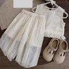 Girls Summer Hollow Lace Clothing Set