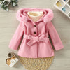 Girl's Woolen Coat with Big Wool Collar - Cute & Cozy