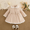 Baby Girl Plush Doll Collar Bow Woolen Coat – Cute Autumn & Winter Jacket