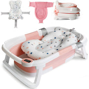 Collapsible Baby Bathtub with Digital Thermometer, Safety Heat Sensor