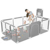 Extra-Large Rectangular Baby Playpen (71.6 Inches Long) with Basketball Hoop, 