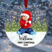 Personalized Baby’s First Christmas Crystal Glass Ornament