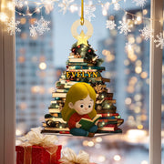 Personalized “Love Reading Books” Wooden Ornament