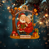 Personalized Santa Couple Wooden Ornament