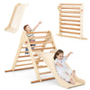 Kids Climbing Triangle Set Foldable Wooden Climbing Triangle Ladder with Reversible Ramp - Indoor Montessori Climber for Toddlers 1+