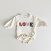 LOVE Embroidery Romper - Cream Color for Babies