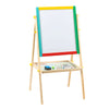 Kids Wooden Art Easel with Stand – Foldable 2-in-1 Whiteboard & Blackboard Drawing Frame for Children