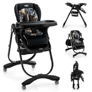 7-in-1 Folding Baby High Chair with 7-Level Height, Recline Backrest, Removable Double Tray (Dishwasher-Safe), and Lockable Wheels (6–36 Months)