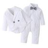 3 Pcs White Tuxedo Style Newborn Baby Rompers and Blazer Set