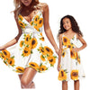 Sunflower Pattern Casual Loose Women's Dress For Mother And Daughter
