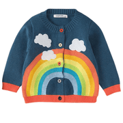 Clouds and Rainbow Print Knitted Cardigan