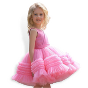 Layered Mesh Ruffles Wedding Flower Girl Party Dress