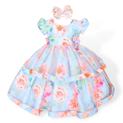 Pleated Lace Flower Dress