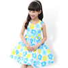 Flower Print Pattern and Bow Belt Design Girl Summer Dress
