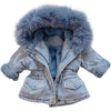 Faux Fur Hooded Denim Jacket